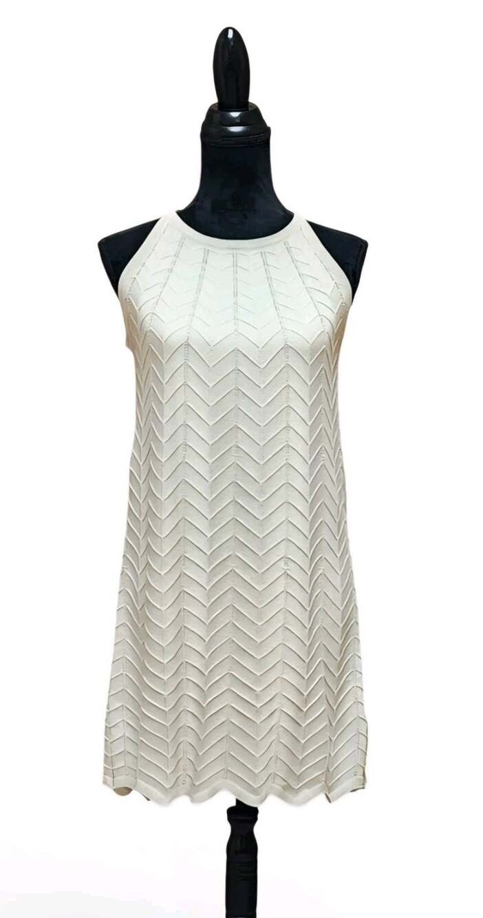 Joie Women's Crochet Knit Midi Sleeveless Cream Scalloped Dress Size Small S